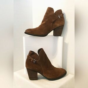 Sam Edelman Women's Suede Leather Nut Brown Buckle Up Zip Up Boots Size:9M